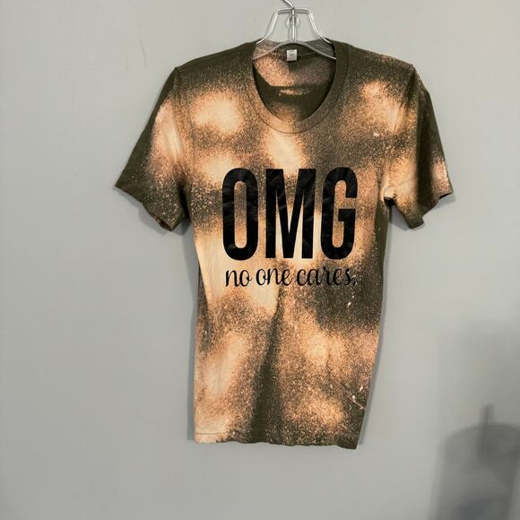 Bella Canvas Bleached Tee Shirt OMG No One Cares Women's Size Small - Picture 1 of 5